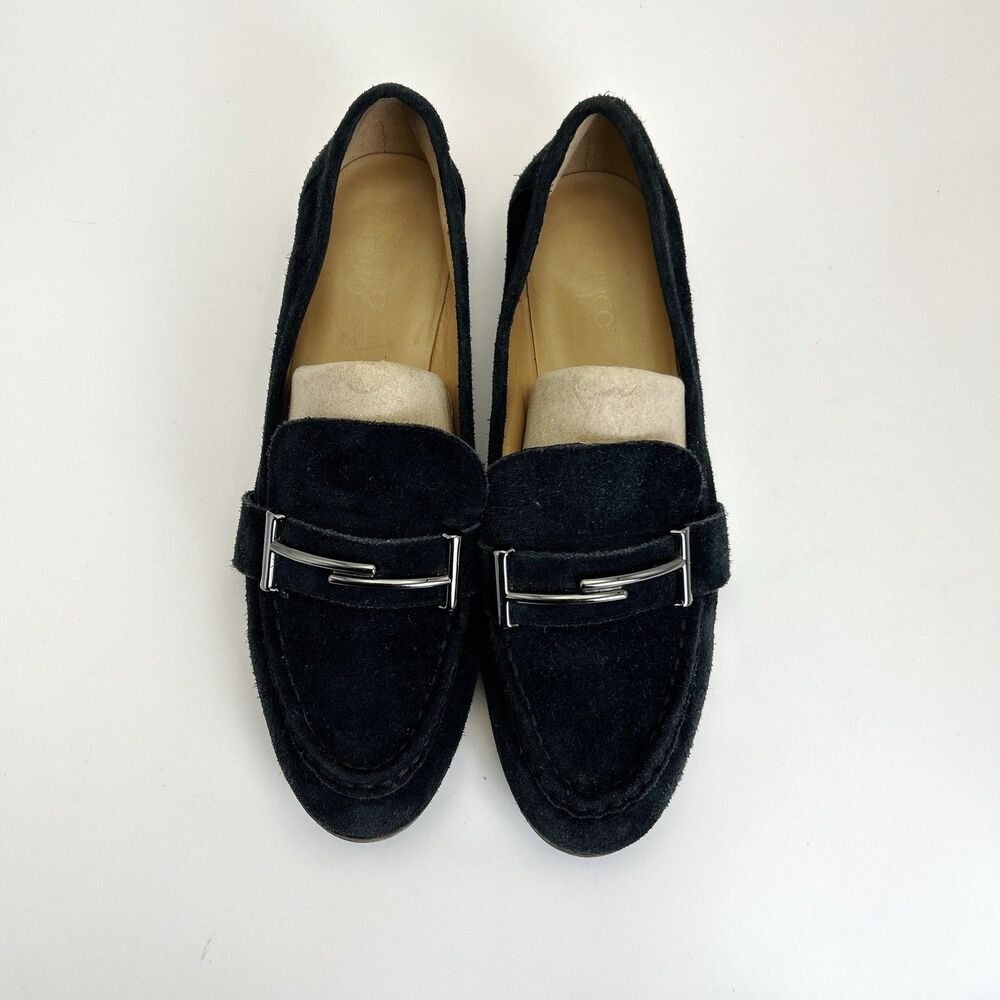 Franco Sarto BAYLOR Loafers Womens Sz 11 M Black Suede Leather Academia Preppy - Picture 3 of 8